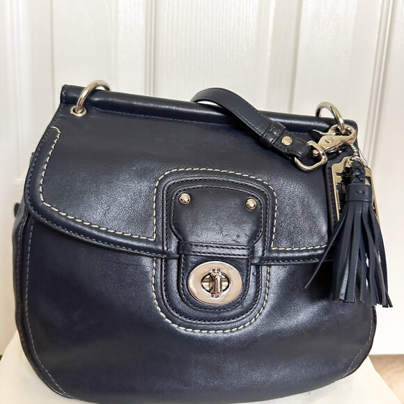 Coach Willis Legacy 19132 Navy Leather Bag Top Handle Crossbody Ltd Edition - Picture 2 of 13